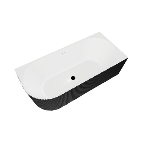Besco Denaya B&W Wanna wolnostojąca 150x75 cm przyścienna lewa biała/czarna + maskownica syfonu czarny mat WASB-150DLB
