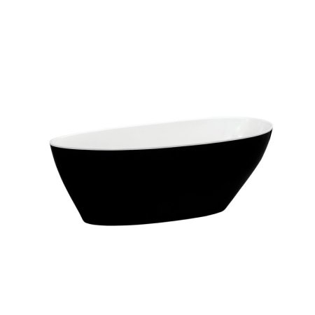 Besco Goya Black&White Wanna wolnostojąca 170x72 cm biały/czarny połysk + korek klik-klak chrom WMD-170-GBW
