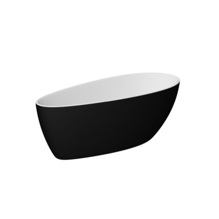 Besco Goya Matt Black&White Wanna wolnostojąca 160x70 cm biały połysk/czarny mat + korek klik-klak chrom WMMC-160G
