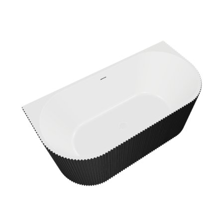 Besco Leya B&W Wanna wolnostojąca 150x75 cm przyścienna biała/czarna + maskownica syfonu biała WASB-150LBI