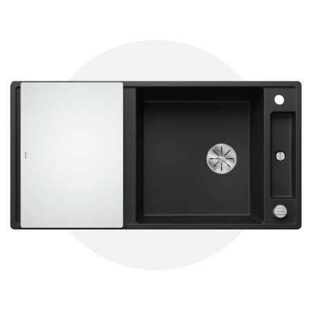 Blanco Axia III XL 6 S Zestaw Zlewozmywak kompozytowy jednokomorowy 100x51 cm czarny + deska kuchenna szklana 525857