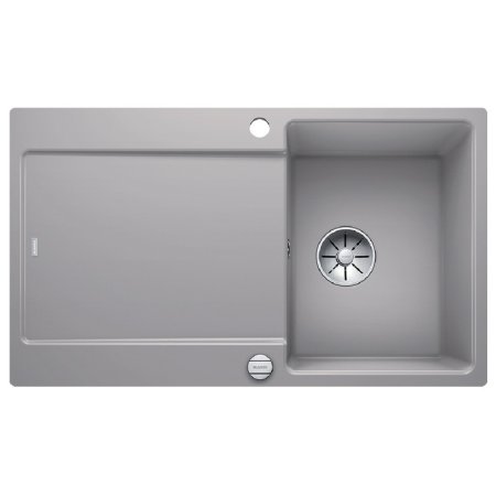 Blanco Idento 45 S-F Zlewozmywak ceramiczny jednokomorowy 83,6x48,6 cm z ociekaczem, z korkiem automatycznym, z powłoką PuraPlus, szarość aluminum 522267
