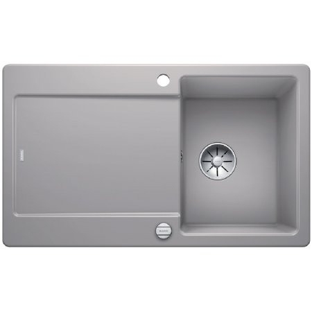 Blanco Idento 45 S Zlewozmywak ceramiczny jednokomorowy 86x51 cm z ociekaczem, z korkiem automatycznym, z powłoką PuraPlus, szarość aluminium 522119