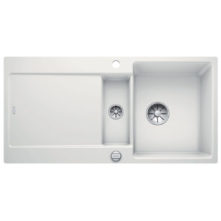 Blanco Idento 6 S-F Zlewozmywak ceramiczny półtorakomorowy 97,6x48,6 cm z ociekaczem, z korkiem automatycznym z powłoką PuraPlus, biały 522272