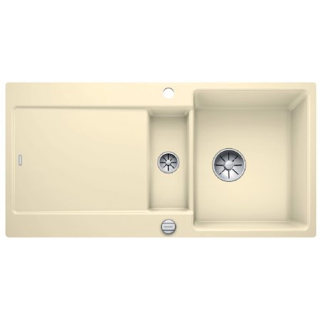 Blanco Idento 6 S-F Zlewozmywak ceramiczny półtorakomorowy 97,6x48,6 cm z ociekaczem, z korkiem automatycznym z powłoką PuraPlus, jaśminowy 522273