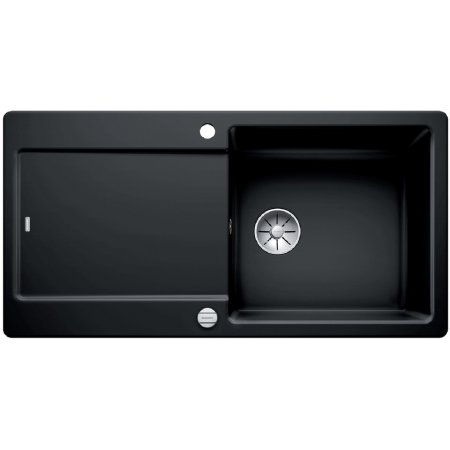 Blanco Idento XL 6S Zlewozmywak ceramiczny jednokomorowy 100x51 cm z ociekaczem, z korkiem automatycznym, z powłoką PuraPlus, czarny 522135