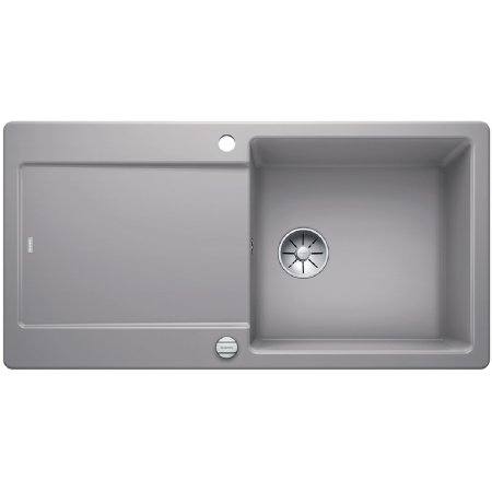 Blanco Idento XL 6 S Zlewozmywak ceramiczny jednokomorowy 100x51 cm z ociekaczem, z korkiem automatycznym, z powłoką PuraPlus, szarość aluminium 522133