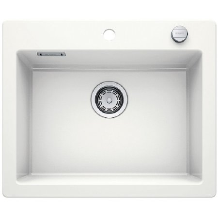 Blanco Palona 6 Zlewozmywak ceramiczny jednokomorowy 61,5x51 cm z korkiem automatycznym, biały z połyskiem 520922