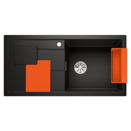 Blanco Sity XL 6 S Zlewozmywak granitowy jednokomorowy 100x50 cm prawy z akcesoriami orange czarny 525967