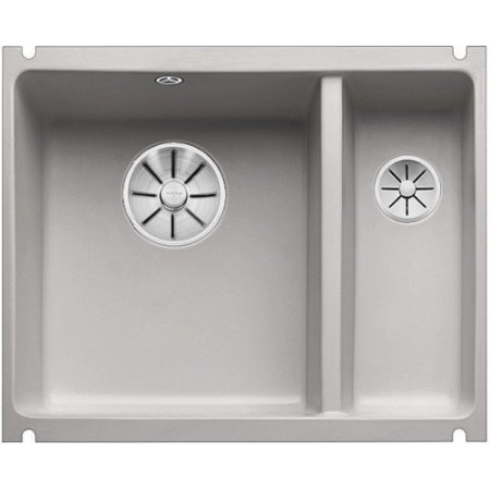 Blanco Subline 350/150-U Zlewozmywak ceramiczny 1,5-komorowy 56,7x45,6 cm bez ociekacza, szarość aluminium 523745