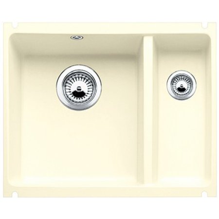 Blanco Subline 350/150-U Zlewozmywak ceramiczny półtorakomorowy 56,7x39,6 cm podwieszany, z korkiem automatycznym, z powłoką PuraPlus, magnoliowy połysk 519597