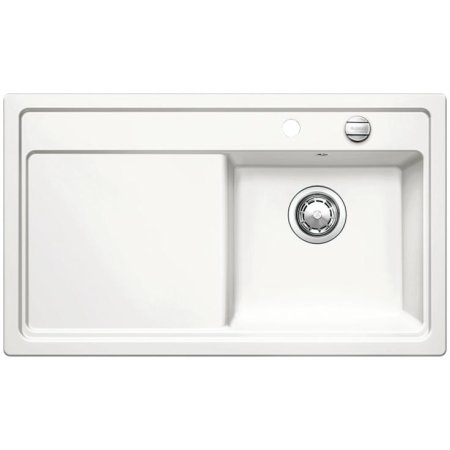 Blanco Zenar 45S Zlewozmywak ceramiczny jednokomorowy 86x51 cm prawa komora, z ociekaczem, z korkiem automatycznym, biały z połyskiem 517188