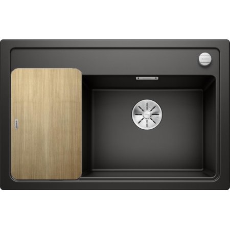Blanco Zenar XL 6 S Compact Zestaw Zlewozmywak kompozytowy jednokomorowy 78x51 cm prawy czarny + deska kuchenna drewniana 526051