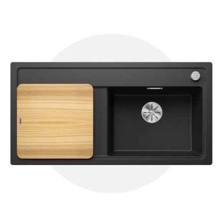 Blanco Zenar XL 6 S Zestaw Zlewozmywak kompozytowy jednokomorowy 100x51 cm prawy antracyt + deska kuchenna drewniana 523954