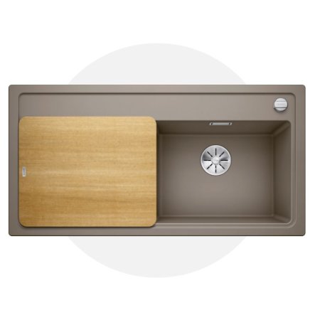 Blanco Zenar XL 6 S Zestaw Zlewozmywak kompozytowy jednokomorowy 100x51 cm prawy tartufo + deska kuchenna drewniana 523961