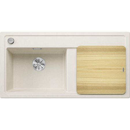 Blanco Zenar XL 6 S Zlewozmywak kompozytowy jednokomorowy 100x51 cm lewy delikatny biały + deska kuchenna drewniana 527186