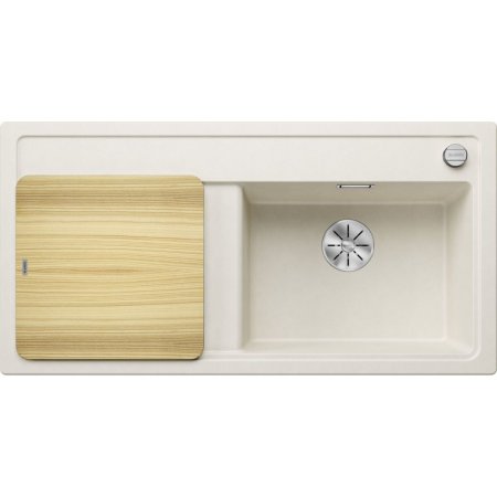 Blanco Zenar XL 6 S Zlewozmywak kompozytowy jednokomorowy 100x51 cm prawy delikatny biały + deska kuchenna drewniana 527188 