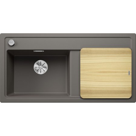 Blanco Zenar XL 6 S Zlewozmywak kompozytowy jednokomorowy 100x51 cm lewy wulkaniczny szary + deska kuchenna drewniana 527369