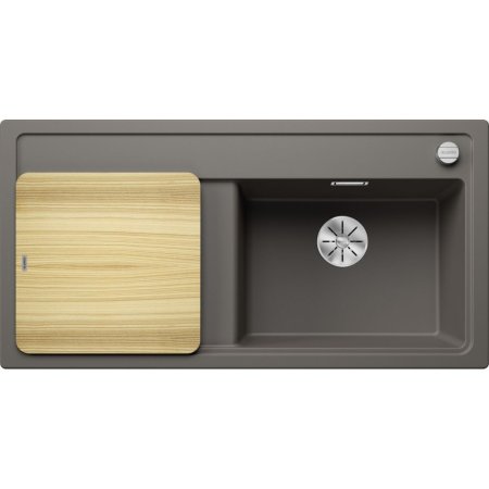 Blanco Zenar XL 6 S Zlewozmywak kompozytowy jednokomorowy 100x51 cm prawy wulkaniczny szary + deska kuchenna drewniana 527371