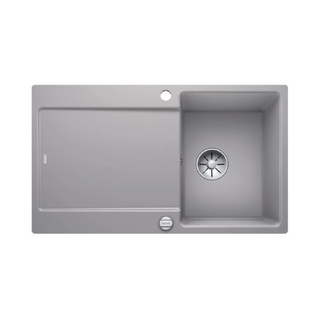 Blanco Idento 45 S-F Zlewozmywak ceramiczny jednokomorowy 83,6x48,6 cm z ociekaczem, z korkiem automatycznym, z powłoką PuraPlus, szarość aluminum 522267