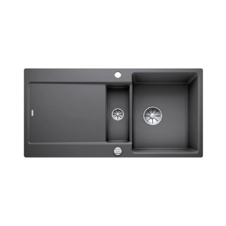 Blanco Idento 6 S-F Zlewozmywak ceramiczny p&oacute;łtorakomorowy 97,6x48,6 cm z ociekaczem, z korkiem automatycznym z powłoką PuraPlus, bazaltowy 522275