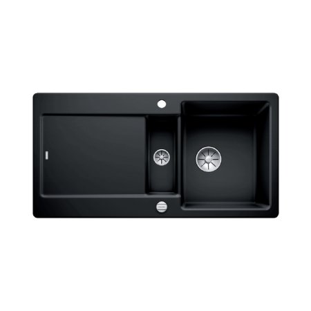 Blanco Idento 6 S Zlewozmywak ceramiczny p&oacute;łtorakomorowy 100x51 cm z ociekaczem, z korkiem automatycznym, z powłoką PuraPlus, czarny 522128