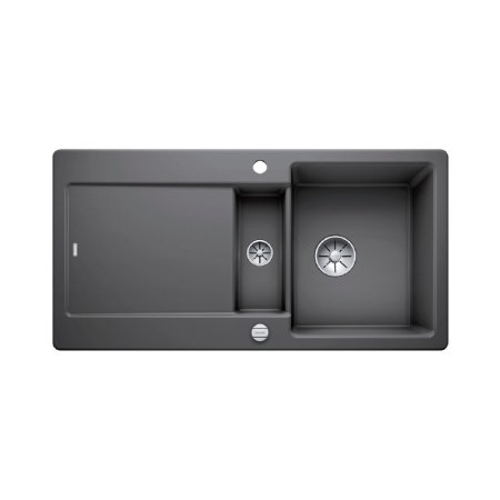 Blanco Idento 6 S Zlewozmywak ceramiczny p&oacute;łtorakomorowy 100x51 cm z ociekaczem, z korkiem automatycznym, z powłoką PuraPlus, bazaltowy 522127