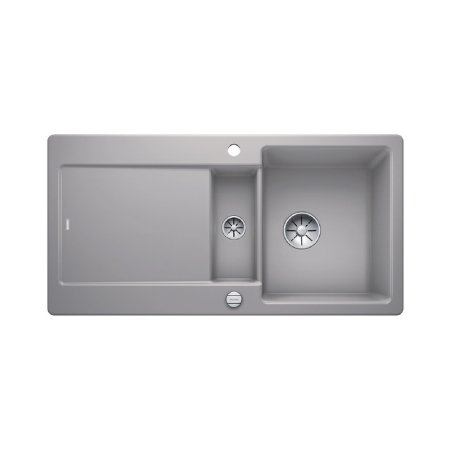 Blanco Idento 6 S Zlewozmywak ceramiczny p&oacute;łtorakomorowy 100x51 cm z ociekaczem, z korkiem automatycznym, z powłoką PuraPlus, szarość aluminium 522126
