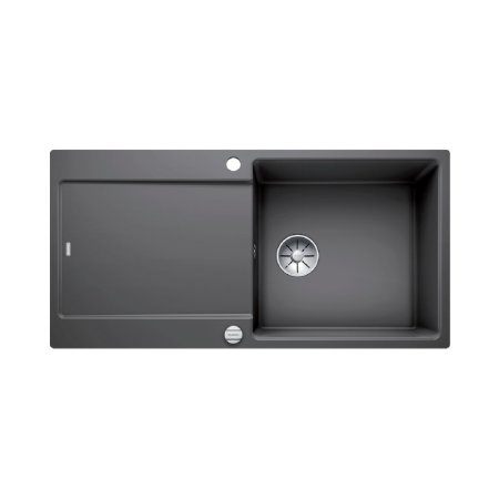 Blanco Idento XL 6 S-F Zlewozmywak ceramiczny jednokomorowy 97,6x48,6 cm z ociekaczem, z korkiem automatycznym, z powłoką PuraPlus, bazaltowy 522282