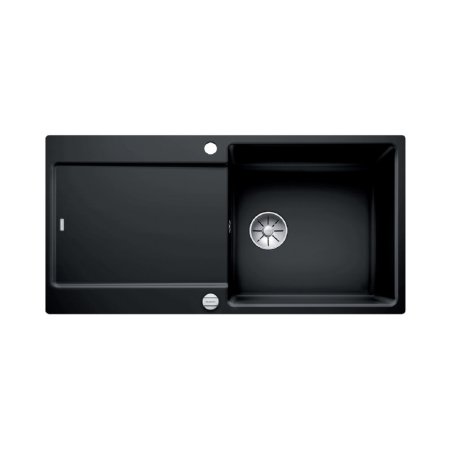 Blanco Idento XL 6 S-F Zlewozmywak ceramiczny jednokomorowy 97,6x48,6 cm z ociekaczem, z korkiem automatycznym, z powłoką PuraPlus, czarny 522283