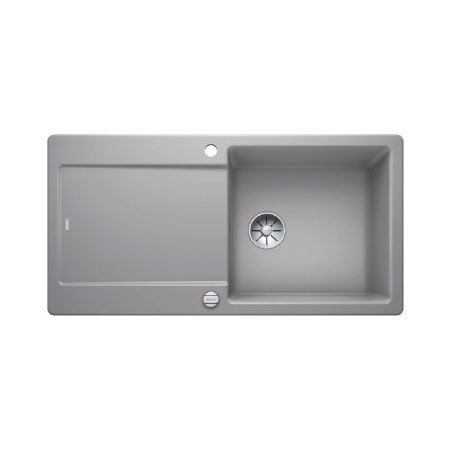 Blanco Idento XL 6 S Zlewozmywak ceramiczny jednokomorowy 100x51 cm z ociekaczem, z korkiem automatycznym, z powłoką PuraPlus, szarość aluminium 522133