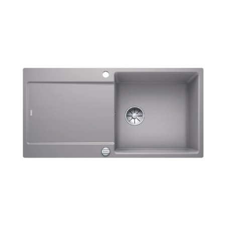 Blanco Idento XL 6S-F Zlewozmywak ceramiczny jednokomorowy 97,6x48,6 cm z ociekaczem, z korkiem automatycznym, z powłoką PuraPlus, szarość aluminium 522281
