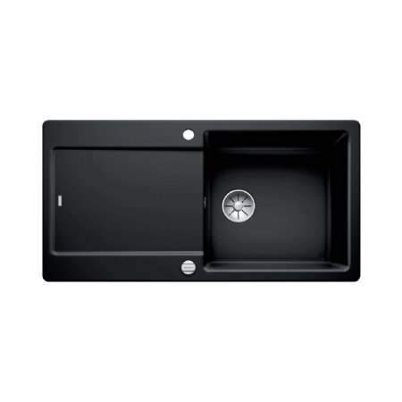Blanco Idento XL 6S Zlewozmywak ceramiczny jednokomorowy 100x51 cm z ociekaczem, z korkiem automatycznym, z powłoką PuraPlus, czarny 522135