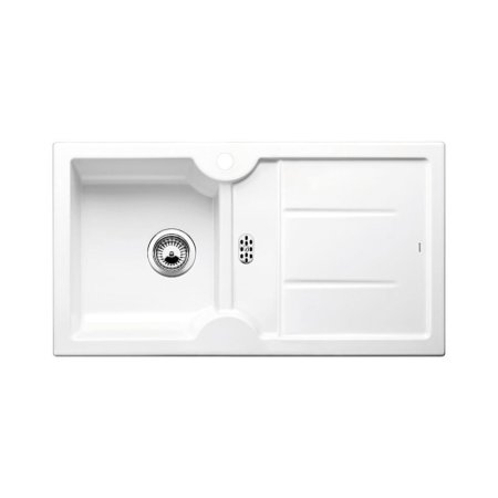 Blanco Idessa 5 S Zlewozmywak ceramiczny jednokomorowy 91,5x50 cm lewa komora, z ociekaczem, bez korka automatycznego, biały z połyskiem 516170