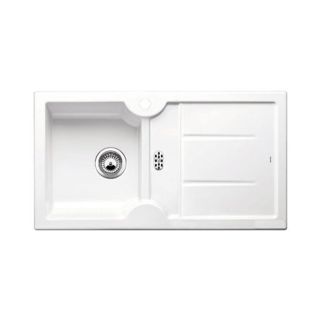 Blanco Idessa 5 S Zlewozmywak ceramiczny jednokomorowy 91,5x50 cm prawa komora, z ociekaczem, bez korka automatycznego, biały z połyskiem 516171