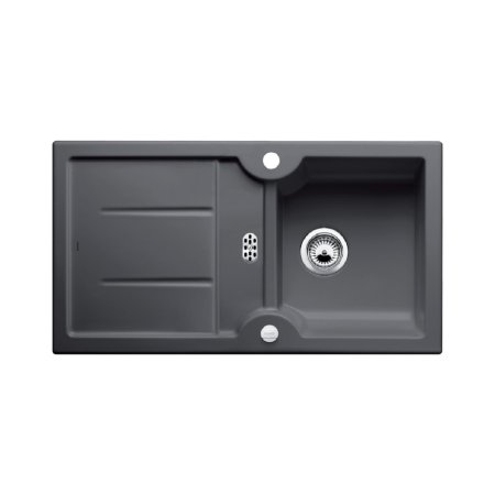 Blanco Idessa 5 S Zlewozmywak ceramiczny jednokomorowy 91,5x50 cm z ociekaczem, z korkiem automatycznym, bazaltowy 516983