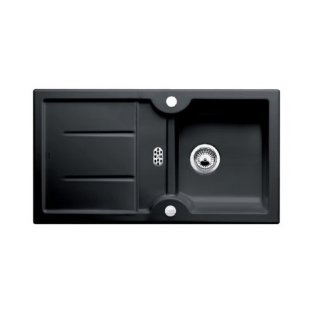 Blanco Idessa 5 S Zlewozmywak ceramiczny jednokomorowy 91,5x50 cm z ociekaczem, z korkiem automatycznym, czarny 516082