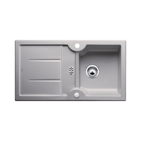Blanco Idessa 5 S Zlewozmywak ceramiczny jednokomorowy 91,5x50 cm z ociekaczem, z korkiem automatycznym, szarość aluminium 516081