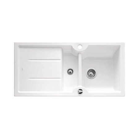 Blanco Idessa 6 S Zlewozmywak ceramiczny p&oacute;łtorakomorowy 100x50 cm z korkiem automatycznym biały połysk 516000