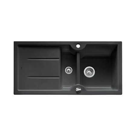 Blanco Idessa 6 S Zlewozmywak ceramiczny p&oacute;łtorakomorowy 100x50 cm z ociekaczem, z korkiem automatycznym, czarny 516006