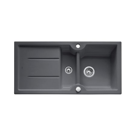 Blanco Idessa 6 S Zlewozmywak ceramiczny p&oacute;łtorakomorowy 100x50 cm z ociekaczem, z korkiem automatycznym, bazaltowy 516984