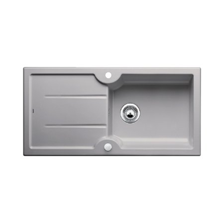 Blanco Idessa XL 6 S Zlewozmywak ceramiczny jednokomorowy 100x50 cm z ociekaczem, z korkiem automatycznym, szarość aluminium 520313
