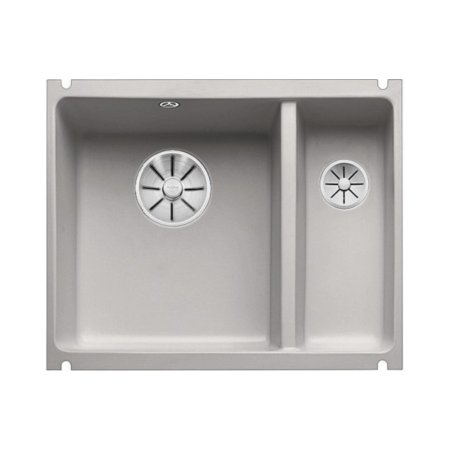 Blanco Subline 350/150-U Zlewozmywak ceramiczny 1,5-komorowy 56,7x45,6 cm bez ociekacza, szarość aluminium 523745