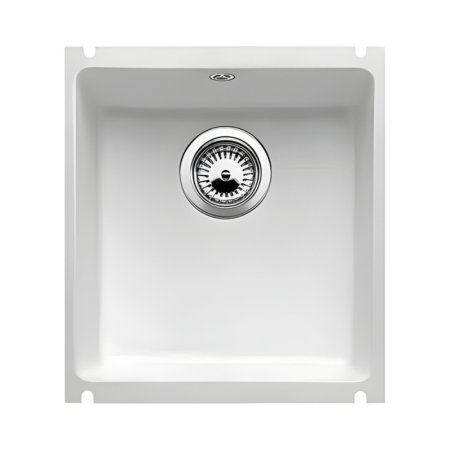 Blanco Subline 375-U Zlewozmywak ceramiczny jednokomorowy 41,4x45,6 cm podwieszany,&nbsp;z korkiem automatycznym, z powłoką PuraPlus, biały 516038