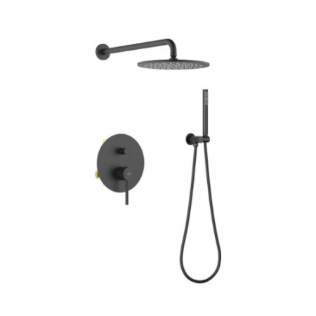 Blue Water Boston Zestaw prysznicowy podtynkowy z deszczownicą czarny mat 5901730617436