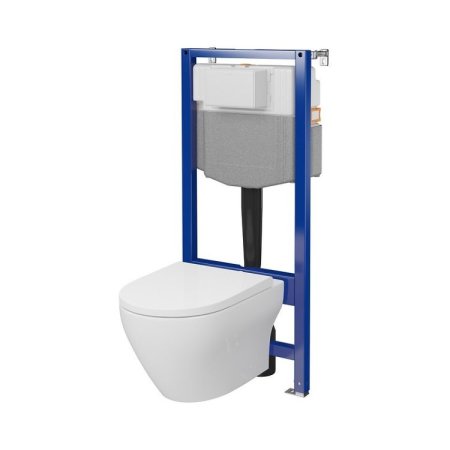 Cersanit Aqua Larga Oval Zestaw Toaleta WC StreamOn Vortex bez kołnierza + deska wolnoopadająca biały + stelaż mechaniczny S701-892