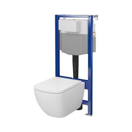 Cersanit Aqua Zen Square Zestaw Toaleta WC StreamOn Vortex bez kołnierza + deska wolnoopadająca biały + stelaż mechaniczny S701-886