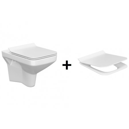 Cersanit Como New Zestaw Toaleta WC podwieszana 51,5x35 cm CleanOn bez kołnierza z deską sedesową wolnoopadającą, biały K32-020+K98-0143