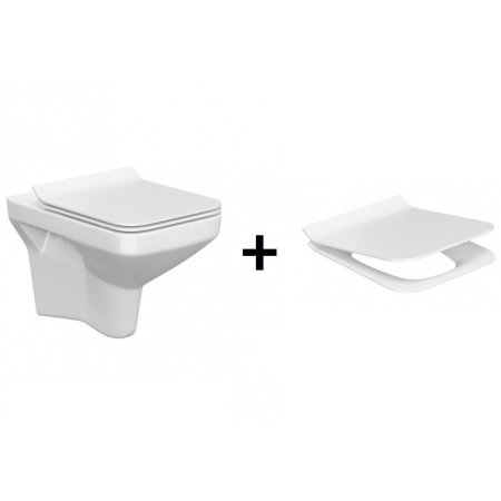 Cersanit Como SET 742 Toaleta WC podwieszana CleanOn bez kołnierza z deską sedesową wolnoopadającą, biały K701-102-ECO