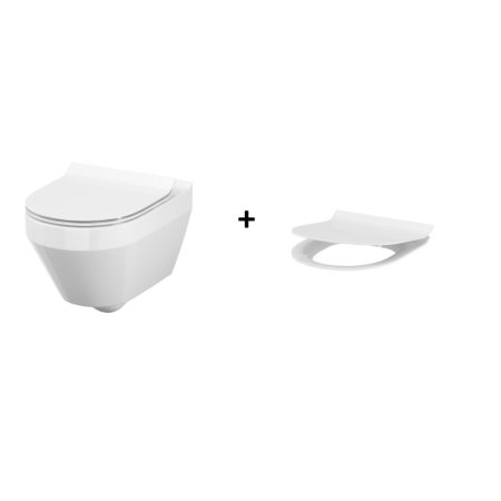 Cersanit Crea Zestaw Toaleta WC podwieszana 52x35,5 cm CleanOn z deską sedesową wolnoopadającą Slim, biała K114-015+K98-0177